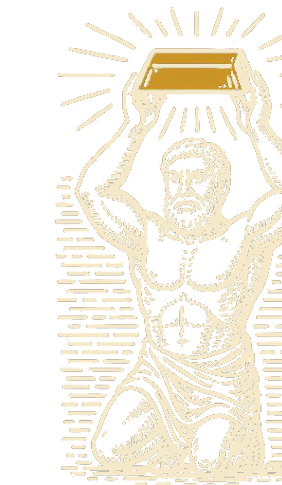 Atlas raising a gold bar