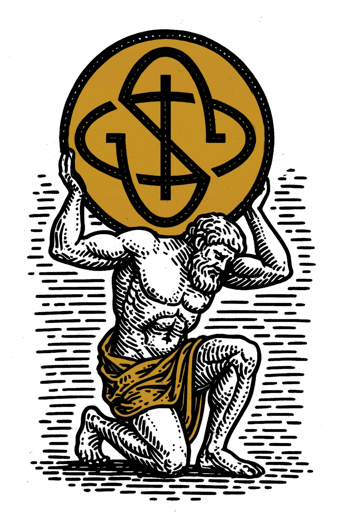 Atlas titan bearing the gold reserve coin — symbol of the Atlas gold liquidity network